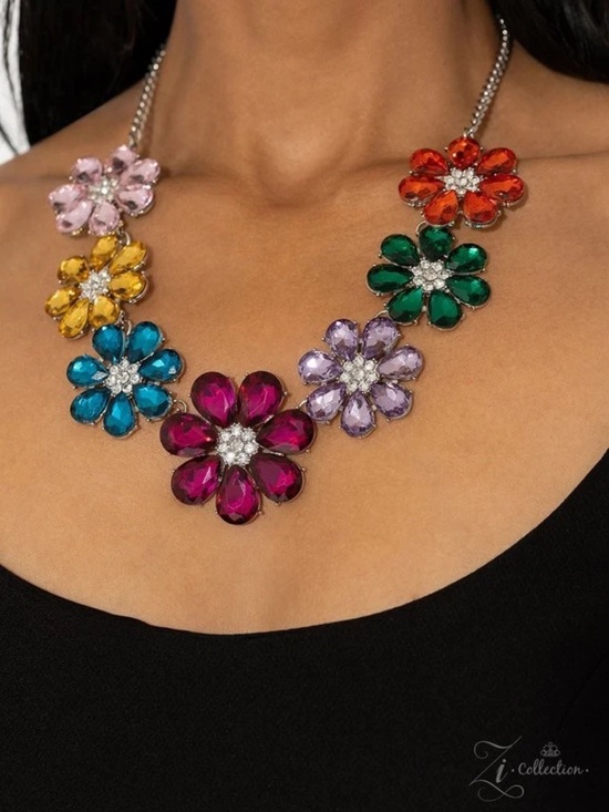 paparazzi Jewelry - Paparazzi Zi Multicolor Crystal Flower Statement Necklace